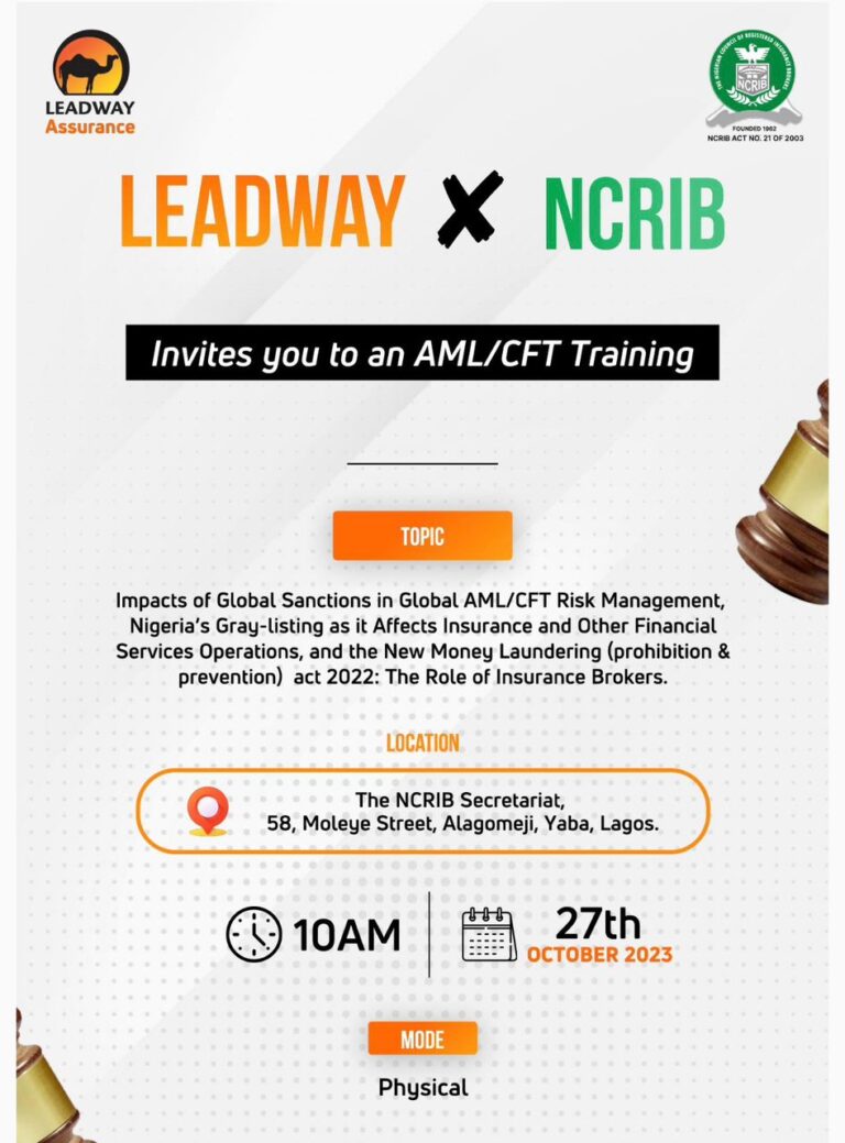 AML/CFT TRAINING - The Nigerian Council of Registered Insurance Brokers